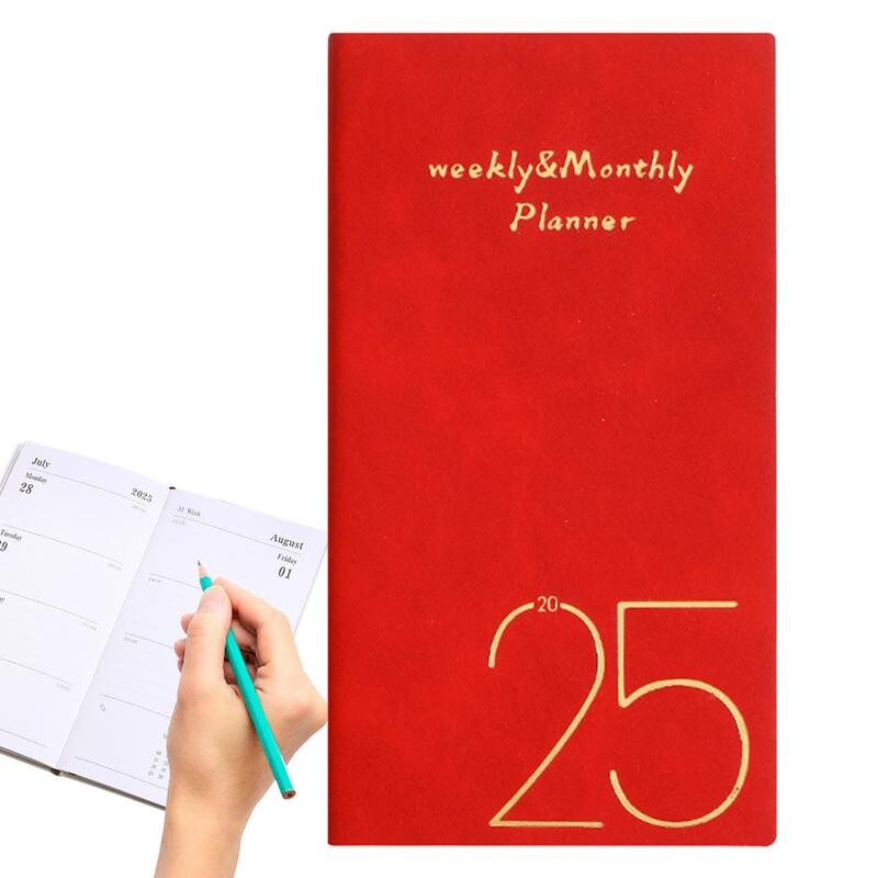 Piezīmju grāmatiņas darba kārtība 2025. gada plānotājs ikmēneša uzdevumu saraksts Piezīmju grāmatu žurnāla dienasgrāmata A6 kancelejas preces nedēļas plānotājs 365 dienu dienasgrāmatas piezīmju grāmatiņa