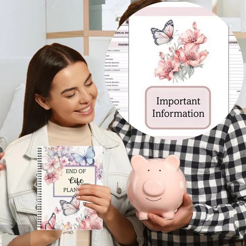 Органайзер за планиране в края на живота Тетрадка Окончателни договорености Книга за планиране на погребение в края на живота Органайзер Подвързия Планер за живот