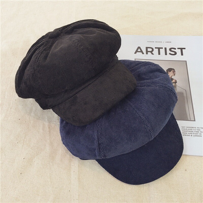 Jesenska i zimska osmerokutna baršunasta beretka u korejskom stilu, britanska retro beretka, dnevna kapa sa šiltom za muškarce i žene, univerzalna modna novinska kapa