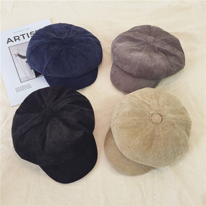 Jesenska i zimska osmerokutna baršunasta beretka u korejskom stilu, britanska retro beretka, dnevna kapa sa šiltom za muškarce i žene, univerzalna modna novinska kapa