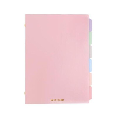 Pehme A5 köitjaga märkmik pastelsete indeksijaoturitega. Täidetav reskont siselehe pastelsetes värvides eemaldatav lahtiste lehtedega märkmik