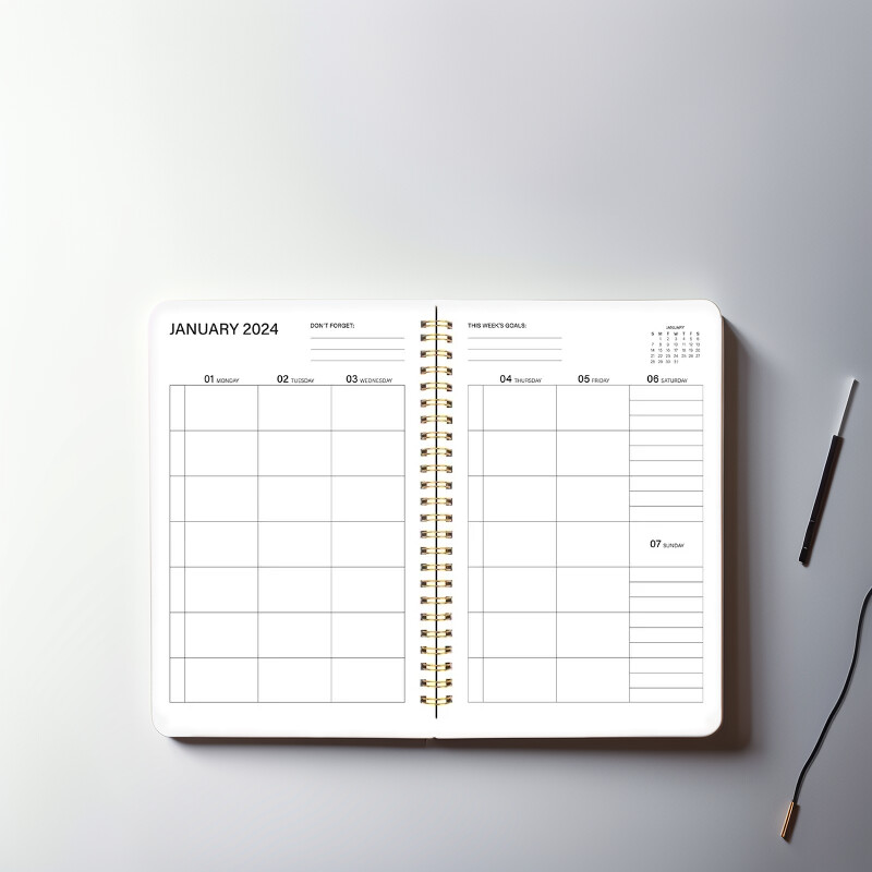 Calendar 2024 A5 Plan zilnic Program Program țintă Student Program Jurnal Papetarie Rechizite școlare de birou 50 de coli