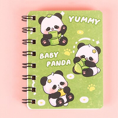 1 gab Kawaii Panda karikatūra A7 spoles piezīmju grāmatiņa 80 lappusēm Kabatas piezīmju grāmatiņa Biroja skola Mācību piederumi Mini Kawaii dienasgrāmatas žurnāls