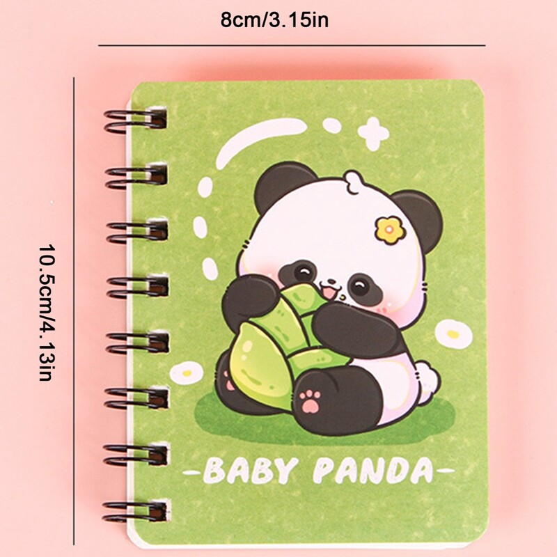 1 gab Kawaii Panda karikatūra A7 spoles piezīmju grāmatiņa 80 lappusēm Kabatas piezīmju grāmatiņa Biroja skola Mācību piederumi Mini Kawaii dienasgrāmatas žurnāls
