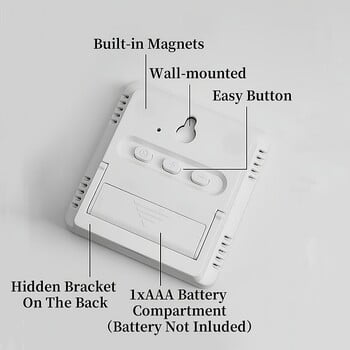 Μίνι φορητό ψηφιακό επιτραπέζιο ρολόι TEMP Υγρασία Ημερομηνία Τροφοδοσία μπαταρίας Επιτραπέζιο ρολόι 12/24 ωρών Μαγνητικό ρολόι τοίχου ψυγείου LCD