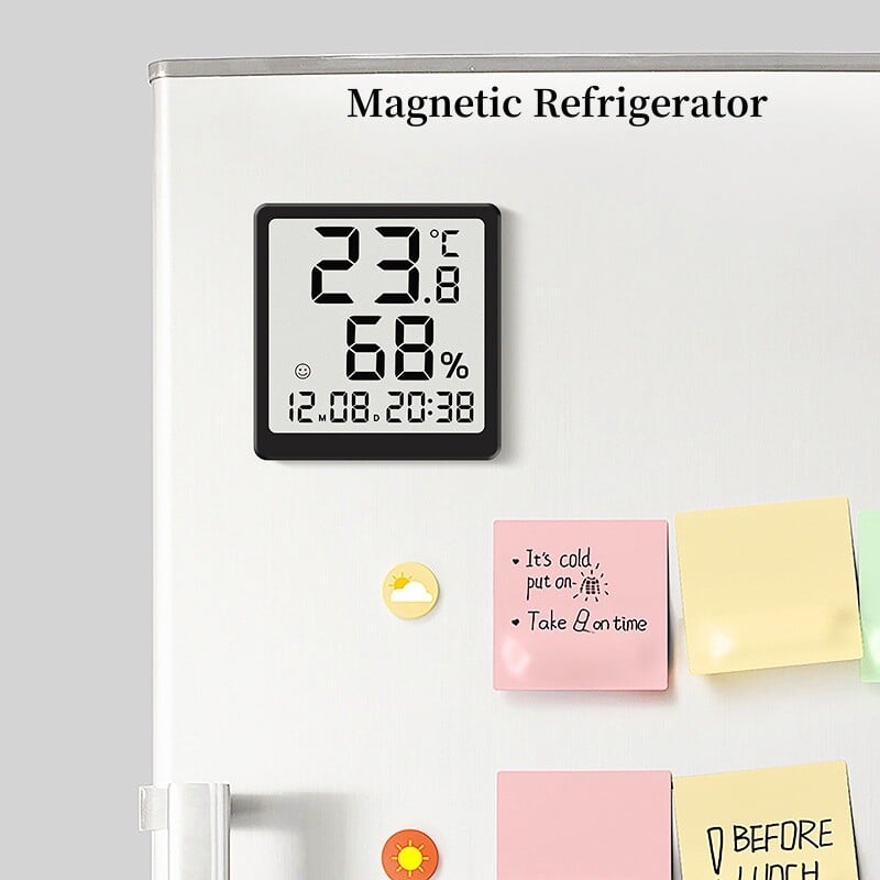 Mini nešiojamas skaitmeninis stalinis laikrodis TEMP drėgmės data su baterijomis maitinamas stalo laikrodis 12/24h magnetinis šaldytuvas LCD sieninis laikrodis