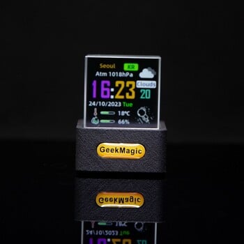 GeekMagic GIFTV Smart Weather Station Ψηφιακό ρολόι με κινούμενα σχέδια GIF Άλμπουμ Crystal Cube Οθόνη Ολογραφικών Διακοσμήσεων