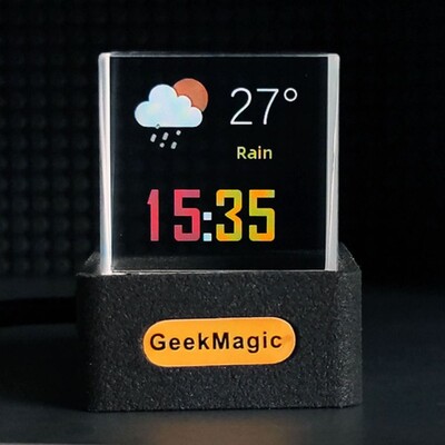 GeekMagic GIFTV Smart Weather Station skaitmeninis laikrodis su GIF animacija albumas Crystal Cube Photo Display Holografiniai papuošalai