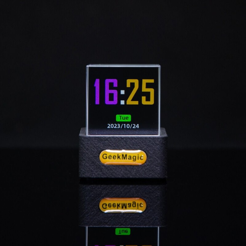 GeekMagic GIFTV Интелигентна метеорологична станция Цифров часовник с GIF анимации Албум Кристален куб Фото дисплей Холографски орнаменти