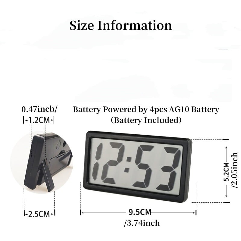 1vnt mini baterijomis maitinamas skaitmeninis stalinis laikrodis Laikas data 12 valandų ekranas stalo laikrodis Sieninis LCD laikrodis su 4 vnt AG10 baterija