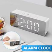 Afișaj cu oglindă cu LED Ceas de orar Dormitor Noptiera Ceas electronic digital Alimentare USB Birou Birou Ceas cu alarmă Decor acasă