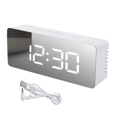 Afișaj cu oglindă cu LED Ceas de orar Dormitor Noptiera Ceas electronic digital Alimentare USB Birou Birou Ceas cu alarmă Decor acasă