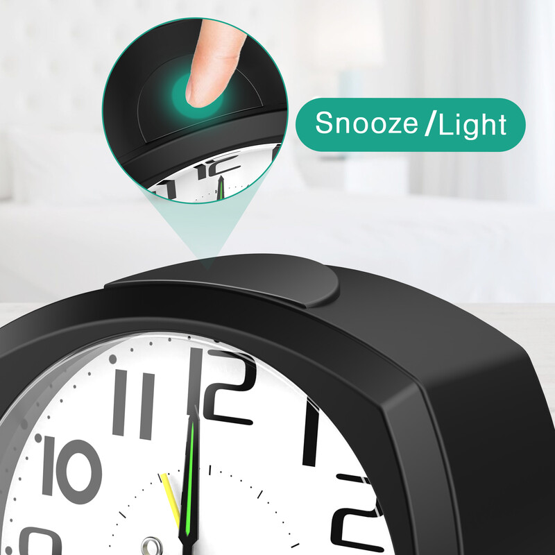 ORIA tihe budilice Analogne budilice za osobe koje spavaju bez otkucavanja Noćni sat sa svjetlom za spavaću sobu Uredski stol