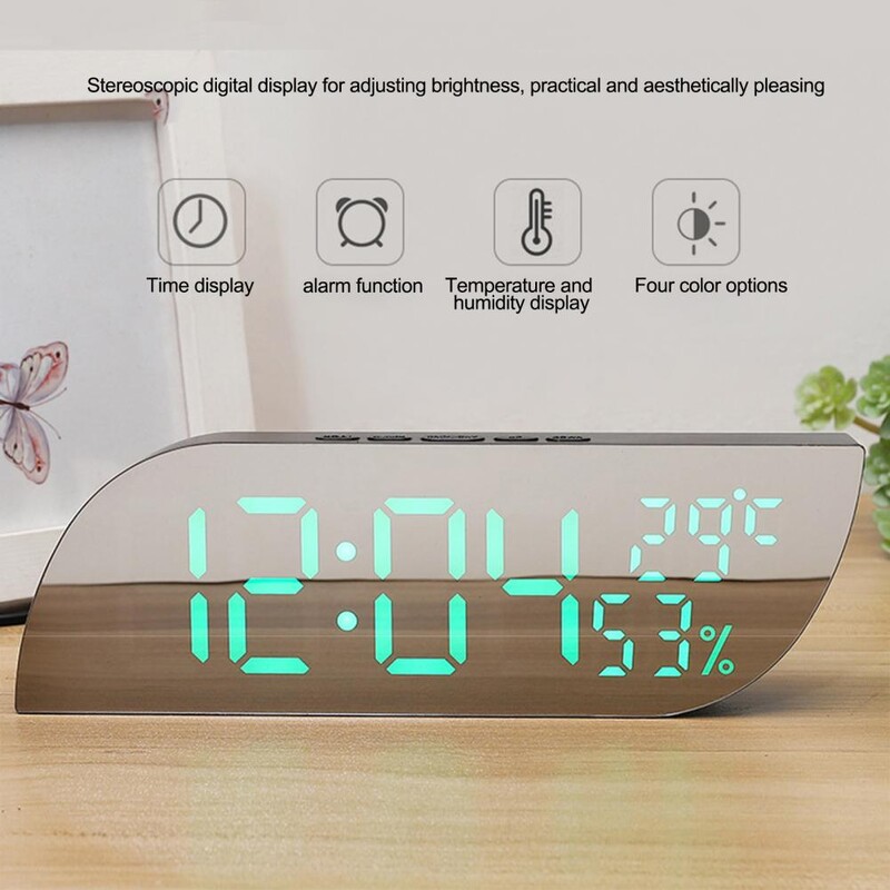 Ceas cu alarmă digital cu oglindă LED cu afișaj mare Funcție de amânare automată a alarmei Ceas electronic de birou Dormitor Birou acasă