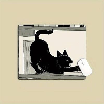 Mousepad pisică neagră, mic, birou, computer, birou, covoraș, masă, tastatură