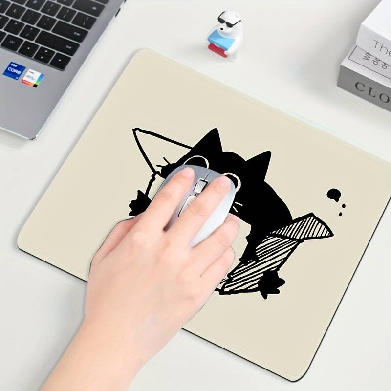 Mousepad pisică neagră, mic, birou, computer, birou, covoraș, masă, tastatură