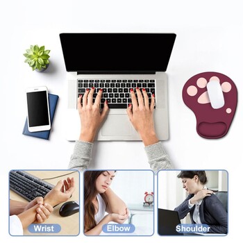 Cute Cat Paw Wrist Rest Mouse Pad Εργονομική σιλικόνη Gaming Mousepad Άνετα αξεσουάρ γραφείου Kawaii