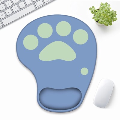 Tampă de mouse cu suport pentru încheietura mâinii labe de pisică drăguță Tampă de mouse ergonomică pentru jocuri din silicon Accesorii confortabile de birou Kawaii