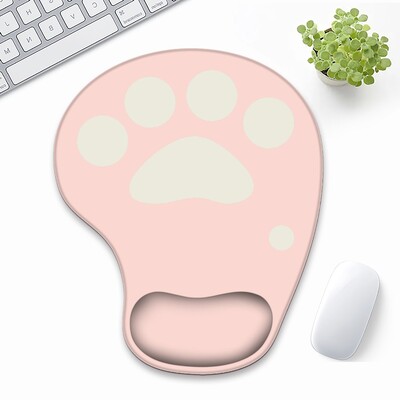 Tampă de mouse cu suport pentru încheietura mâinii labe de pisică drăguță Tampă de mouse ergonomică pentru jocuri din silicon Accesorii confortabile de birou Kawaii