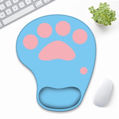 Tampă de mouse cu suport pentru încheietura mâinii labe de pisică drăguță Tampă de mouse ergonomică pentru jocuri din silicon Accesorii confortabile de birou Kawaii