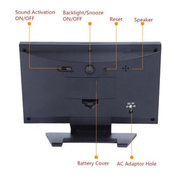 Οθόνη LCD Ψηφιακός οπίσθιος φωτισμός Αναβολή Ξυπνητήρι Πρόγνωση καιρού Σταθμός Θερμοκρασία Υγρασία Ημερομηνία Εμφάνιση Ρολόι Διακόσμηση σπιτιού