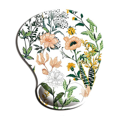 Tampă de mouse ergonomică Flowers cu suport pentru încheietura mâinii, tampoane de mouse drăguțe bază de cauciuc anti-alunecare pentru biroul acasă, lucrul, studiul, jocul pe computer