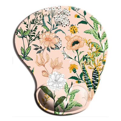 Tampă de mouse ergonomică Flowers cu suport pentru încheietura mâinii, tampoane de mouse drăguțe bază de cauciuc anti-alunecare pentru biroul acasă, lucrul, studiul, jocul pe computer