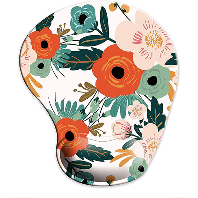 Tampă de mouse ergonomică Flowers cu suport pentru încheietura mâinii, tampoane de mouse drăguțe bază de cauciuc anti-alunecare pentru biroul acasă, lucrul, studiul, jocul pe computer