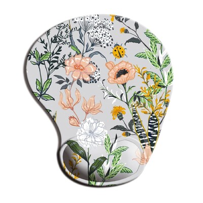 Tampă de mouse ergonomică Flowers cu suport pentru încheietura mâinii, tampoane de mouse drăguțe bază de cauciuc anti-alunecare pentru biroul acasă, lucrul, studiul, jocul pe computer
