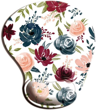 Tampă de mouse ergonomică Flowers cu suport pentru încheietura mâinii, tampoane de mouse drăguțe bază de cauciuc anti-alunecare pentru biroul acasă, lucrul, studiul, jocul pe computer