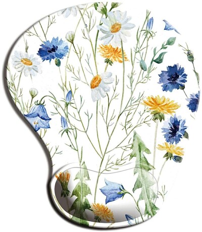 Tampă de mouse ergonomică Flowers cu suport pentru încheietura mâinii, tampoane de mouse drăguțe bază de cauciuc anti-alunecare pentru biroul acasă, lucrul, studiul, jocul pe computer