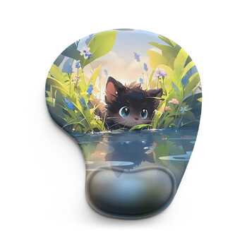 Little Black Cat In The Jungle Mouse Pad Wrist Εργονομικό μαλακό αντιολισθητικό υποστήριγμα καρπού Ματ Υπολογιστή Mouse Pad για υπολογιστή γραφείου