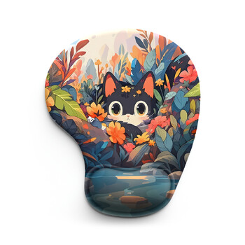 Little Black Cat In The Jungle Mouse Pad Wrist Εργονομικό μαλακό αντιολισθητικό υποστήριγμα καρπού Ματ Υπολογιστή Mouse Pad για υπολογιστή γραφείου