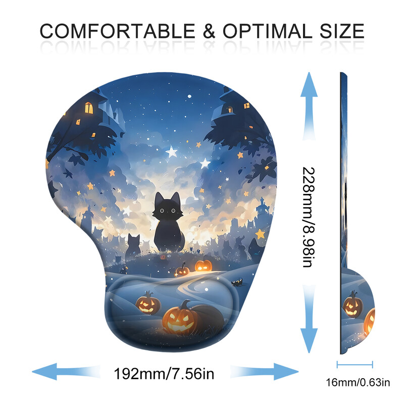 Little Black Cat In The Jungle Mouse Pad pentru încheietura mâinii, ergonomic, moale, anti-alunecare, suport pentru sprijin pentru încheietura mâinii, mouse Pad pentru computer pentru birou, computer