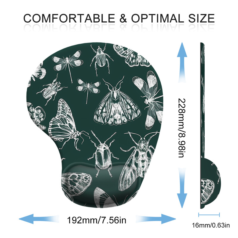 Insect World Mouse Pad pentru încheietura mâinii, ergonomic, moale, anti-alunecare, suport pentru sprijin pentru încheietura mâinii, mouse Pad pentru computer pentru birou PC