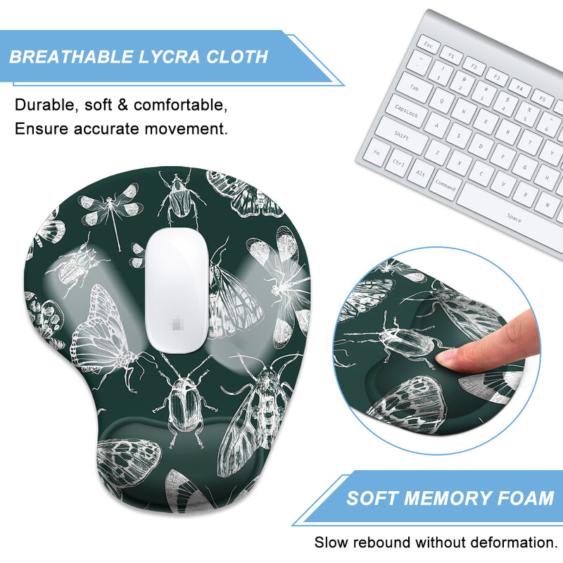 Insect World Mouse Pad pentru încheietura mâinii, ergonomic, moale, anti-alunecare, suport pentru sprijin pentru încheietura mâinii, mouse Pad pentru computer pentru birou PC