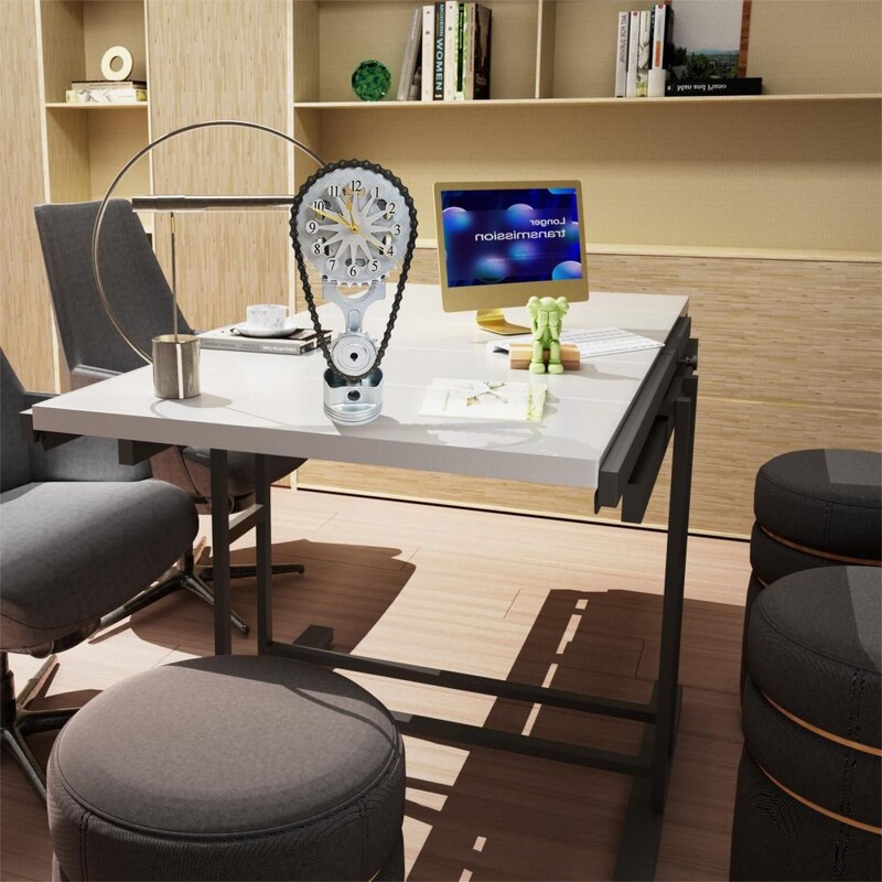 Ceas cu rotițe rotative din metal Ceas cu lanț motorizat pentru camera de zi, dormitor, cămine, școli, ceas cu lanț, instrument de decorare