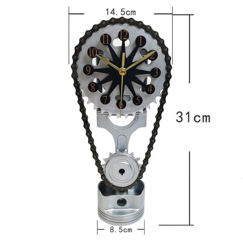 Ceas cu rotițe rotative din metal Ceas cu lanț motorizat pentru camera de zi, dormitor, cămine, școli, ceas cu lanț, instrument de decorare