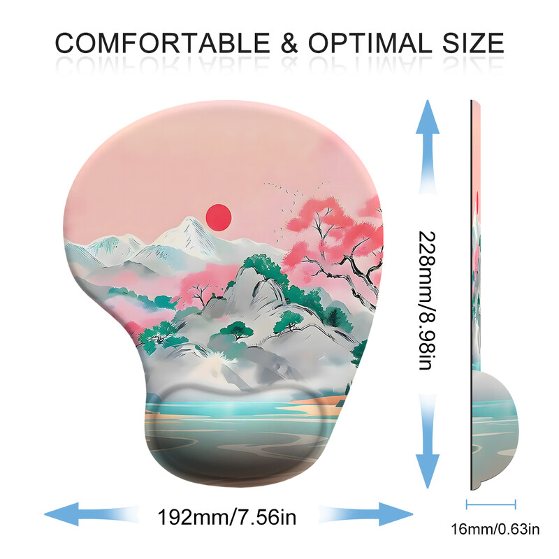 1 buc. Un încântător peisaj Mouse Pad pentru încheietura mâinii, ergonomic, moale, anti-alunecare, suport pentru sprijin pentru încheietura mâinii, mouse Pad pentru computer pentru birou, PC