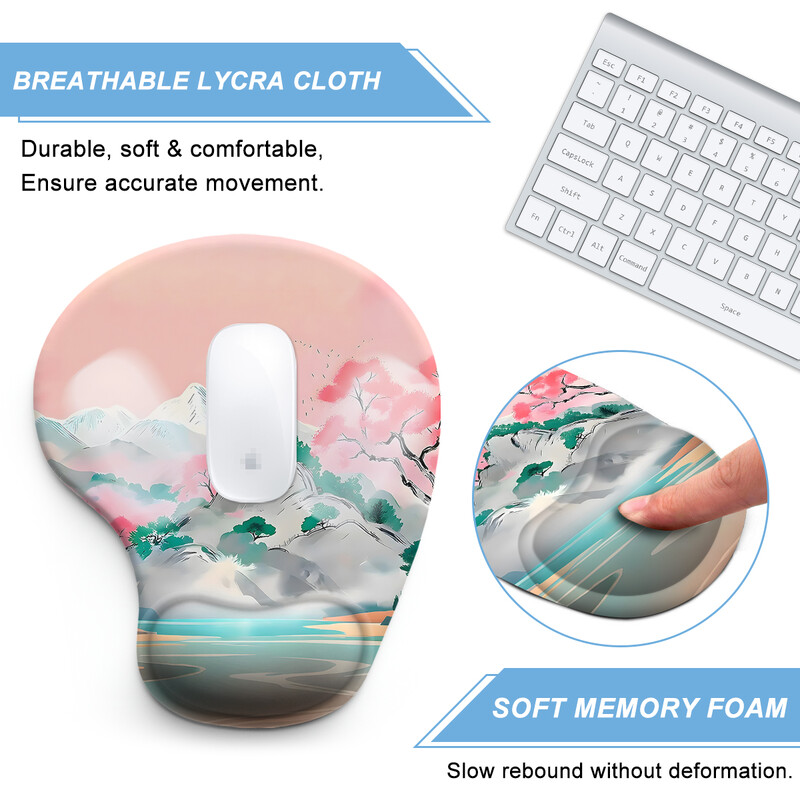 1 buc. Un încântător peisaj Mouse Pad pentru încheietura mâinii, ergonomic, moale, anti-alunecare, suport pentru sprijin pentru încheietura mâinii, mouse Pad pentru computer pentru birou, PC