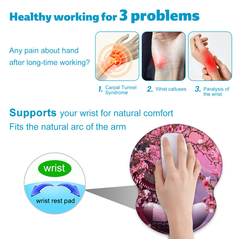1 buc. Tampă de mouse pentru grădinărit peisagistic pentru încheietura mâinii, ergonomică, moale, anti-alunecare, suport pentru sprijin pentru încheietura mâinii.