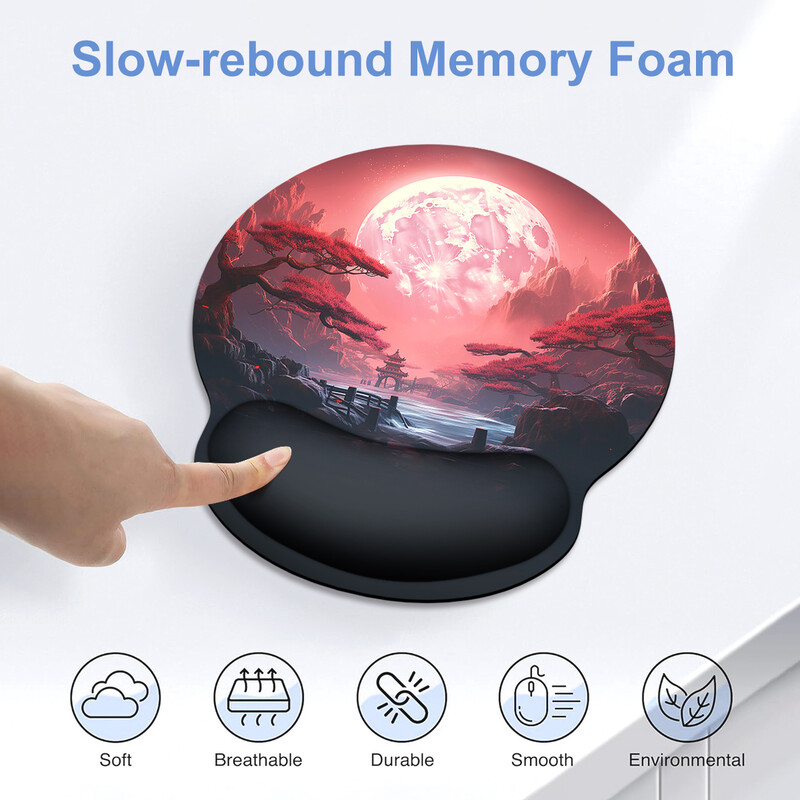 1 buc Tampă de mouse pentru încheietura mâinii cu model de peisaj, ergonomică, moale, anti-alunecare, suport pentru suport pentru încheietura mâinii, mouse pad pentru computer, pentru birou, PC