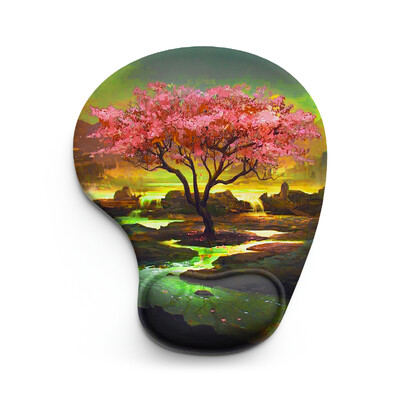 Pink Tree Fairyland peles paliktnis plaukstas locītavas Ergonomisks mīksts pretslīdošs plaukstas balsta atbalsta paklājiņš datora peles paliktnis biroja datoram