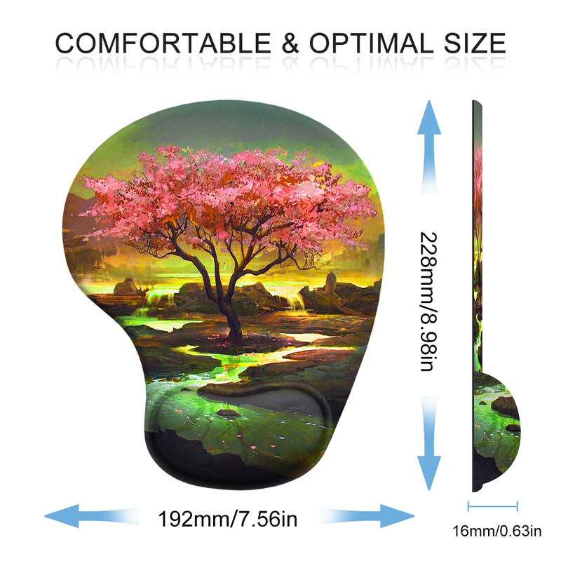 Pink Tree Fairyland Mouse Pad pentru încheietura mâinii, ergonomic, moale, anti-alunecare, suport pentru sprijin pentru încheietura mâinii, mouse Pad pentru computer pentru birou PC