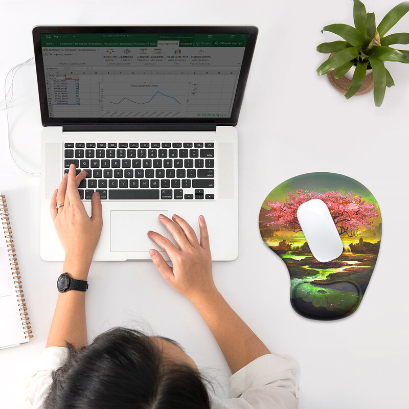 Pink Tree Fairyland Mouse Pad pentru încheietura mâinii, ergonomic, moale, anti-alunecare, suport pentru sprijin pentru încheietura mâinii, mouse Pad pentru computer pentru birou PC