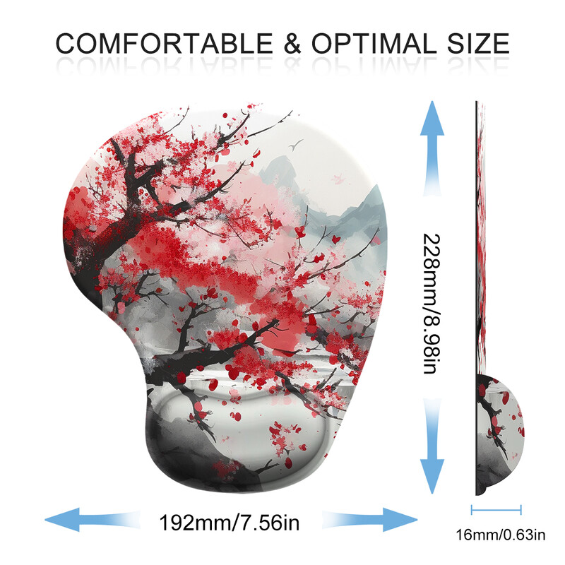 Red Plum White Snow Mouse Pad pentru încheietura mâinii, ergonomic, moale, anti-alunecare, suport pentru suport pentru încheietura mâinii, mouse Pad pentru computer pentru birou, PC