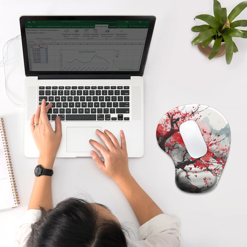 Red Plum White Snow Mouse Pad pentru încheietura mâinii, ergonomic, moale, anti-alunecare, suport pentru suport pentru încheietura mâinii, mouse Pad pentru computer pentru birou, PC