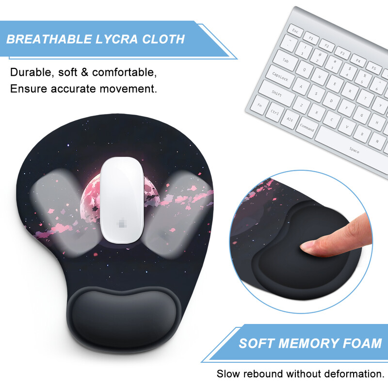 1 buc. Tampă de mouse cu planetă roz și mov. Încheietură ergonomică, moale, anti-alunecare, suport pentru sprijin pentru încheietura mâinii. Tampă de mouse pentru computer, pentru birou, PC