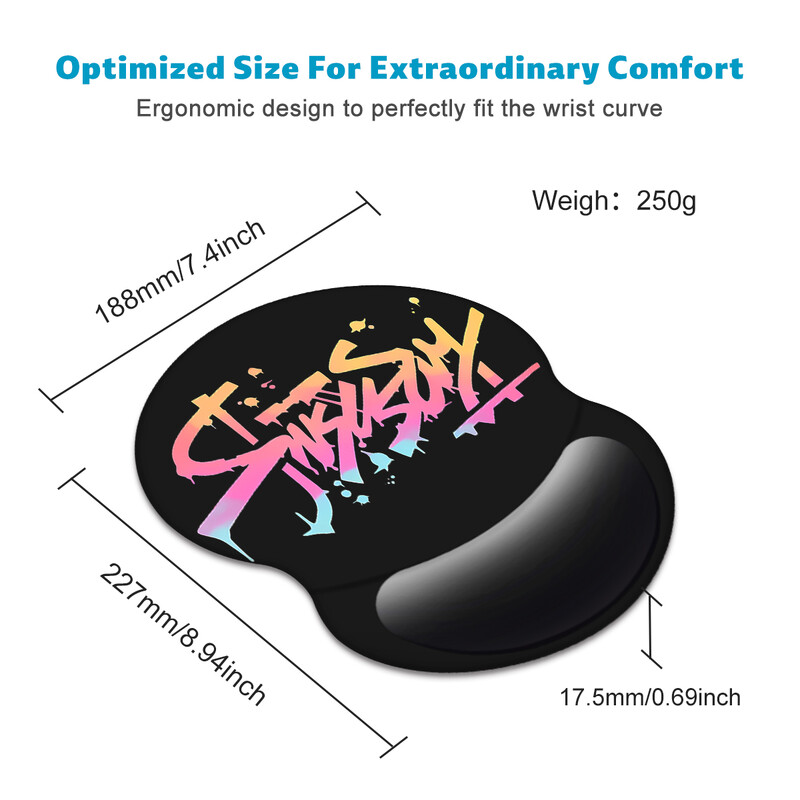 1 buc. Tampă de mouse cu model simplu, neagră, pentru încheietura mâinii, ergonomică, moale, anti-alunecare, suport pentru sprijin pentru încheietura mâinii, tampă de mouse pentru computer, pentru cadou de birou, PC