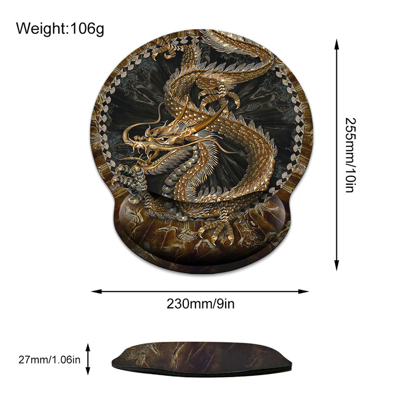 Antic și misterios Golden Dragon Mouse Pad Ergonomic moale anti-alunecare Suport pentru încheietura mâinii Mat Suport Mouse Pad pentru computer pentru birou PC
